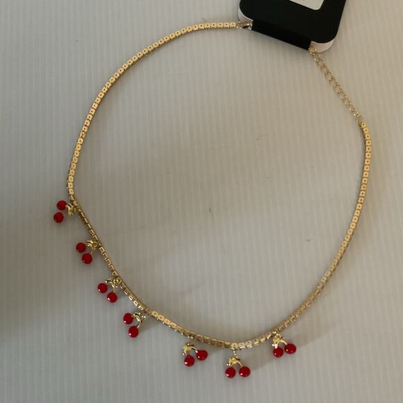 Rhinestone Cherry Charm Necklace - Picture 6 of 7